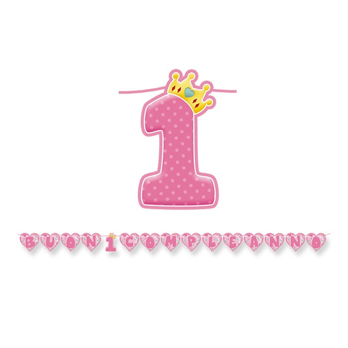 Festone Rosa Buon Primo Compleanno