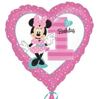Palloncino Minnie Mouse Cuore Primo Compleanno Mylar 43 cm