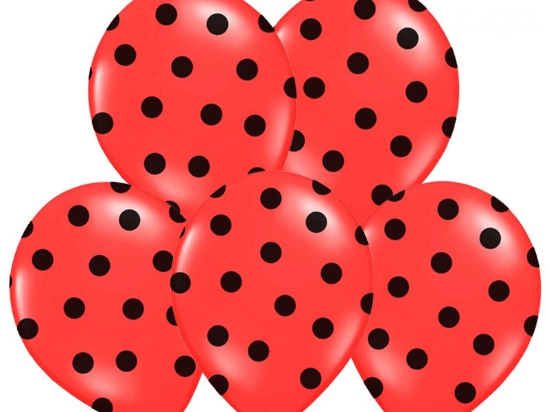 Palloncini 14" Rossi a Pois Neri