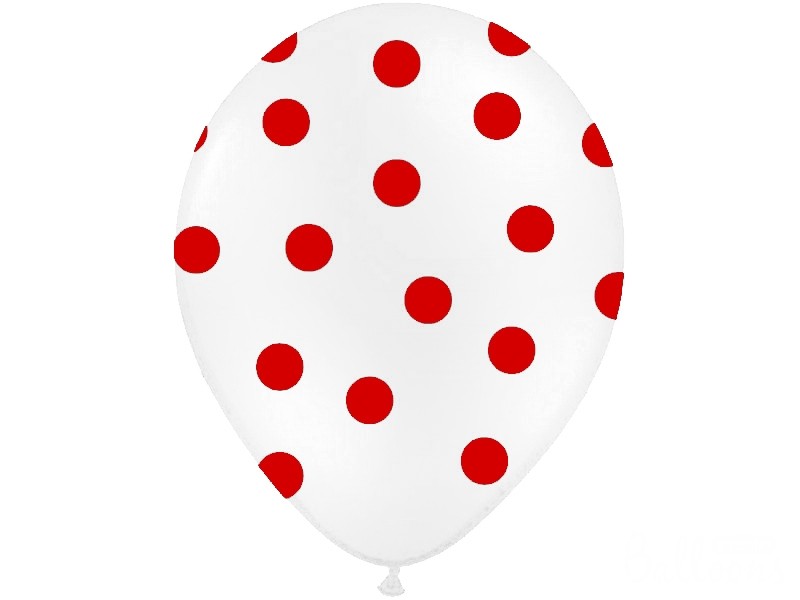 Palloncini 14" Bianchi a Pois Rossi