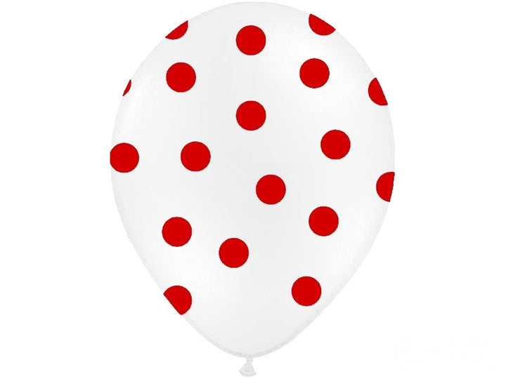Palloncini 14" Bianchi a Pois Rossi