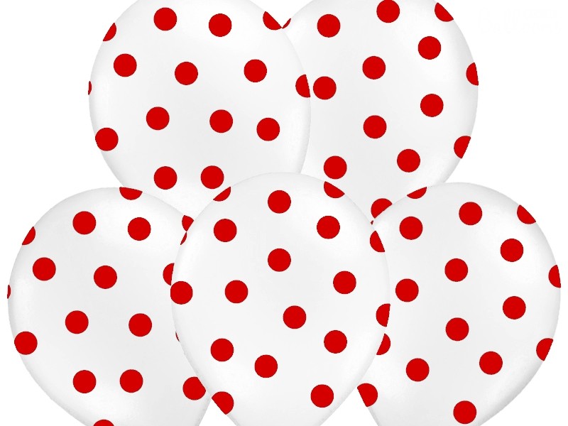 Palloncini 14" Bianchi a Pois Rossi