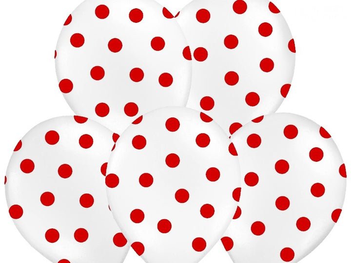 Palloncini 14" Bianchi a Pois Rossi