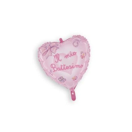 Palloncino Mini Cuore il Mio Battesimo Rosa