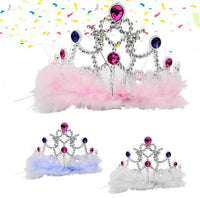 Coroncina Con Piume di Struzzo Bianco Azzurro