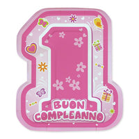 Piatti Rosa Primo Compleanno One Pink (8 pz) Carta 21 x 25 cm