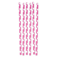 12 Cannucce in carta Pois Fucsia Cartoncino 20 cm