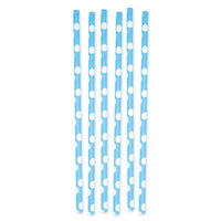 12 Cannucce in carta Pois Turchesi Cartoncino 20 cm Turchese
