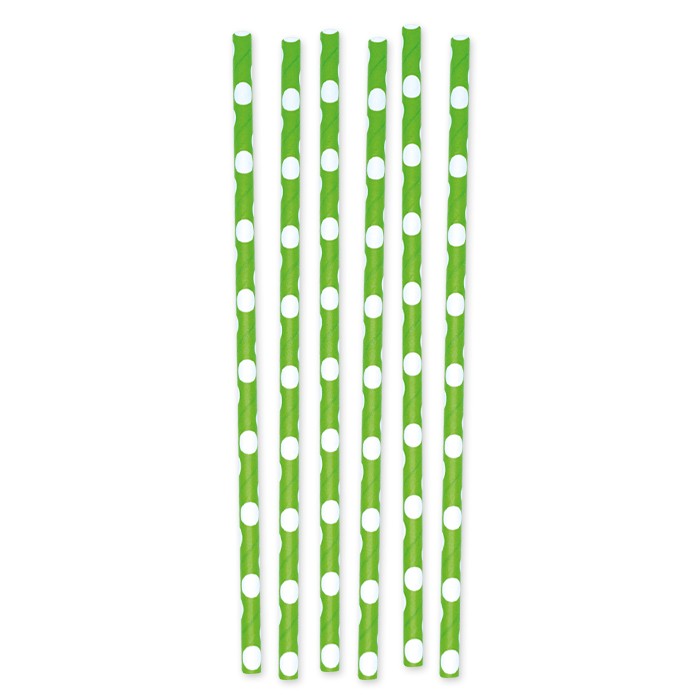 12 Cannucce in carta Pois Verde Mela