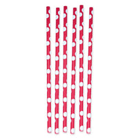 12 Cannucce in carta Pois Rosse Cartoncino 20 cm Rosso