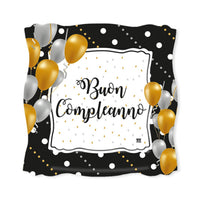 Piatti Buon Compleanno Prestige (8 pz) Carta 19 cm Multicolor Nero