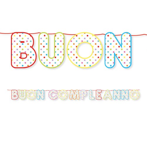Festone Buon Compleanno Multicolor a Pois