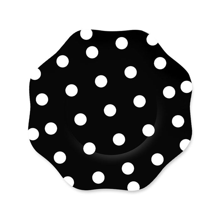 Piatti Piccoli  a Pois Neri 18 cm (10 pz)
