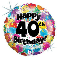 Palloncino Tondo Olografico Numero 40 Mylar 45 cm Multicolor