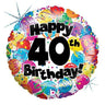 Palloncino Tondo Olografico Numero 40 Mylar 45 cm Multicolor