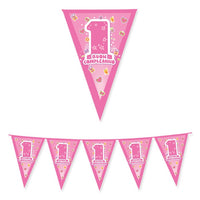 Festone Bandierina 1 Compleanno One Pink Plastica Rosa