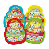 Piatti Buon Compleanno torta Mix 20 x 24 cm (8 pz) Carta