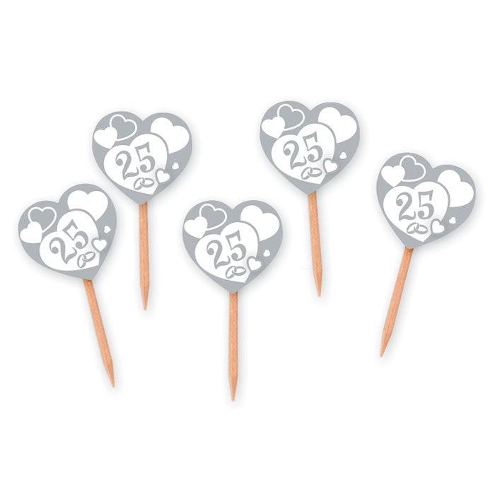 Picks Cuori 25° Anniversario Nozze d'Argento