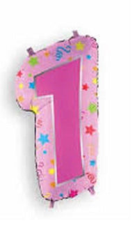 Palloncino Medio Numero 1 Rosa Mylar 50 cm