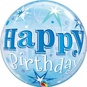 Palloncino Mylar Bubble Happy Birthday Blue 22"