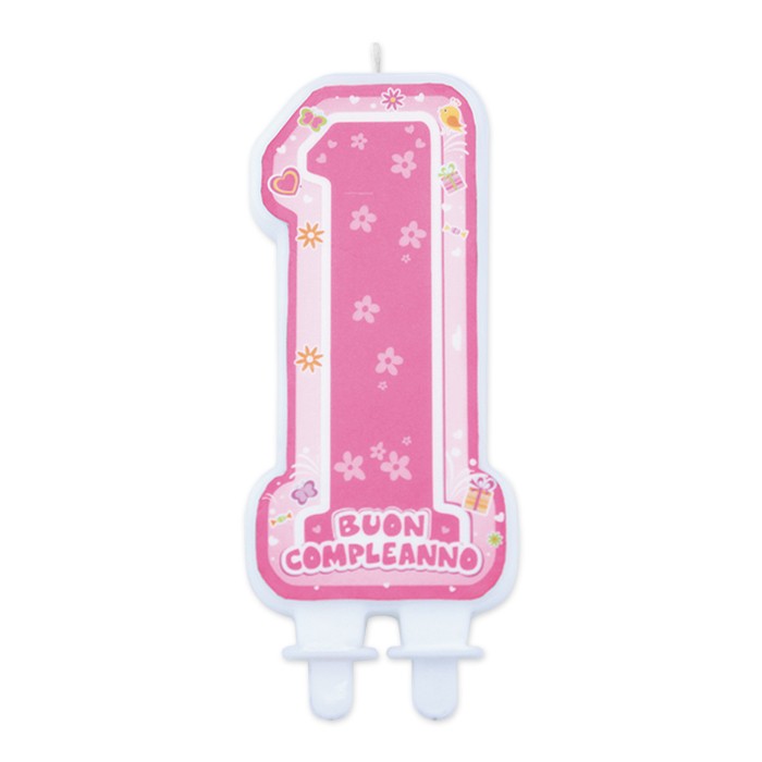 Candela 1° Compleanno Rosa One Pink Sagomata