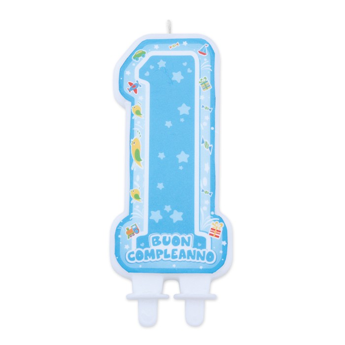 Candela 1° Compleanno Blu One Light Sagomata