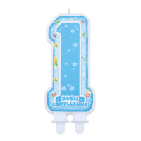 Candela 1° Compleanno Blu One Light Sagomata 6 x 12 cm