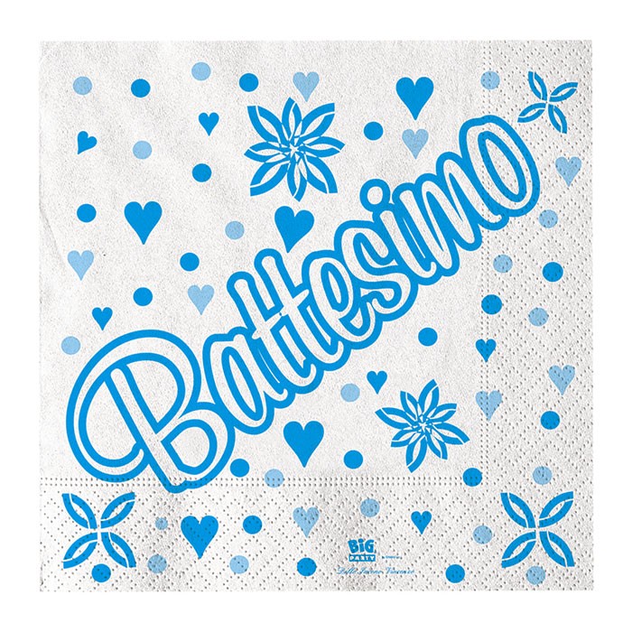 Tovaglioli con Scritta Battesimo Celeste