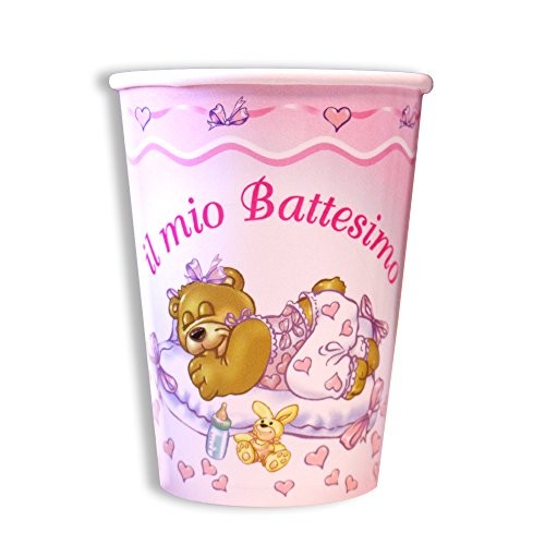 Bicchieri il Mio Battesimo Orsetto Rosa (10 pz)