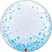 Palloncino Bubble Trasparente Con Confetti Celesti 24" Mylar 61 cm
