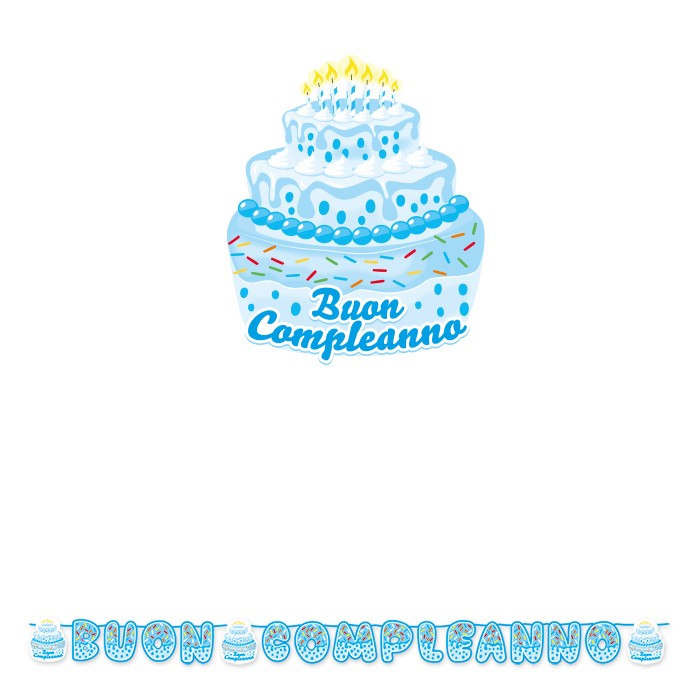 Festone Torta Buon Compleanno Celeste
