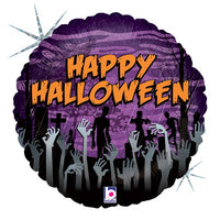 Palloncino Tondo Zombie Happy Halloween Mylar 45 cm