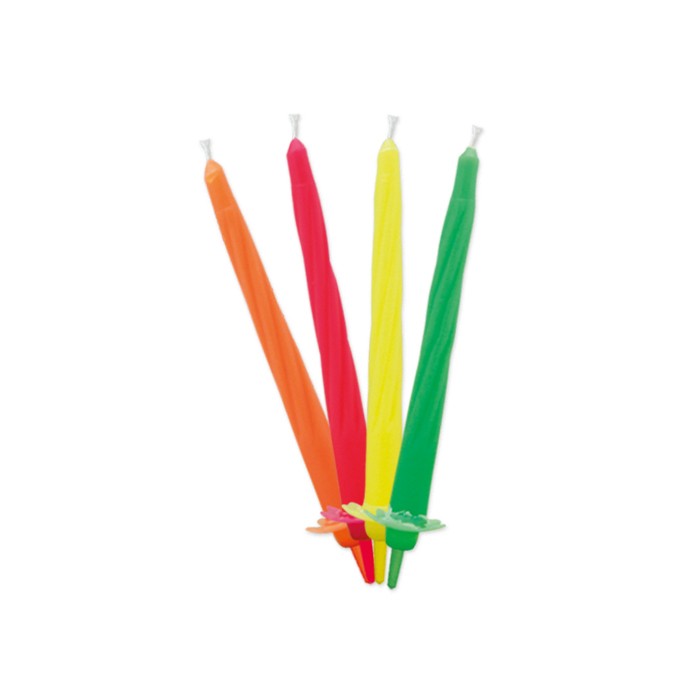 Candeline Multicolor Fluo con Sostegni (12pz)