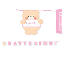 Festone Battesimo Rosa Teddy 25 cm