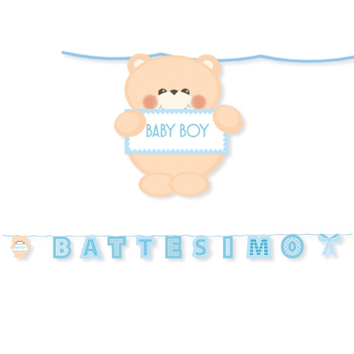 Festone Battesimo Celeste Teddy