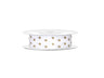 Nastrino di Stoffa Bianco con Stelle Oro 18 mm x 10 mt