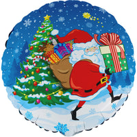 Palloncino Tondo Babbo Natale Blu Mylar