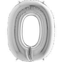 Palloncino Gigante Numero 0 (zero) - Argento Mylar 100 cm