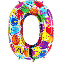 Palloncino Gigante Numero 0 (zero) - Multicolor Mylar 100 cm