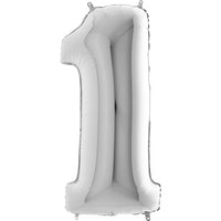 Palloncino Gigante Numero 1 (uno) - Argento Mylar 100 cm