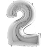 Palloncino Gigante Numero 2 (due) - Argento Mylar 100 cm