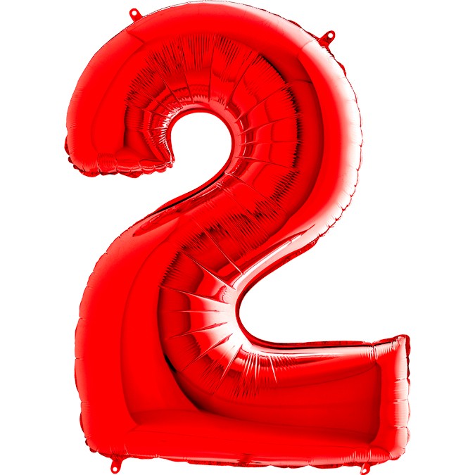 Palloncino Gigante Numero 2 (due) - Rosso