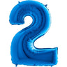 Palloncino Gigante Numero 2 (due) - Blu Mylar 100 cm