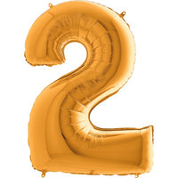 Palloncino Gigante Numero 2 (due) - Oro Mylar 100 cm