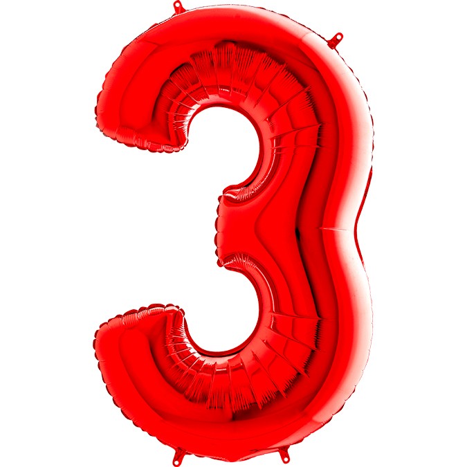 Palloncino Gigante Numero 3 (Tre) - Rosso