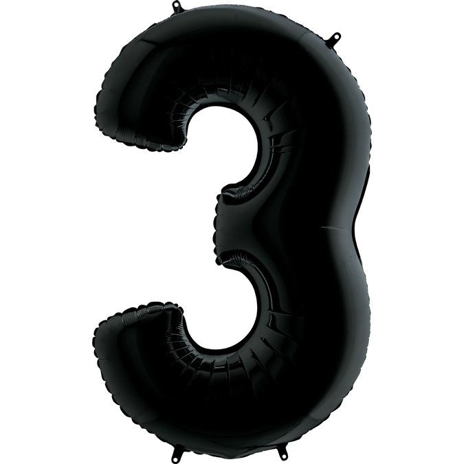 Palloncino Gigante Numero 3 (Tre) - Nero