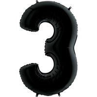 Palloncino Gigante Numero 3 (Tre) - Nero Mylar 100 cm