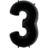 Palloncino Gigante Numero 3 (Tre) - Nero Mylar 100 cm