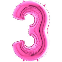 Palloncino Gigante Numero 3 (Tre) - Fucsia Mylar 100 cm