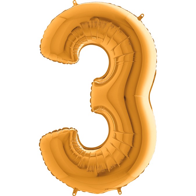 Palloncino Gigante Numero 3 (Tre) - Oro